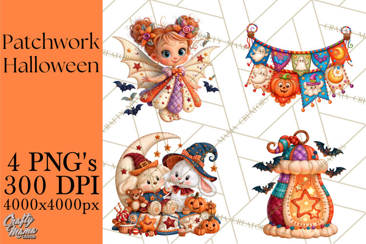 Patchwork Halloween Clipart PNG example image 1