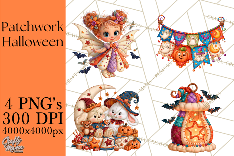 Patchwork Halloween Clipart PNG