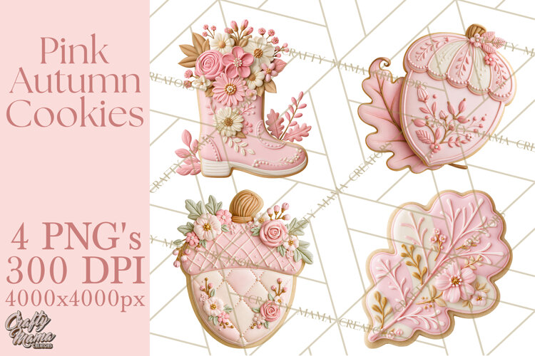Pink Autumn Cookies Clipart PNG example image 1