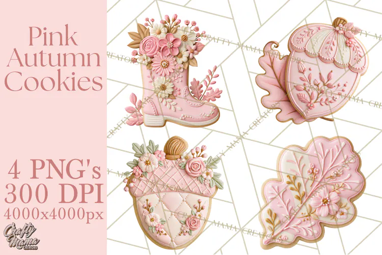 Pink Autumn Cookies Clipart PNG
