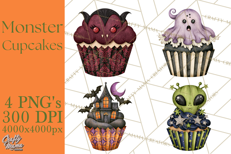 Halloween Monster Cupcake Clipart Png, Halloween Sweets