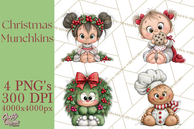 Christmas Munchkins Cute Holiday Clipart PNG