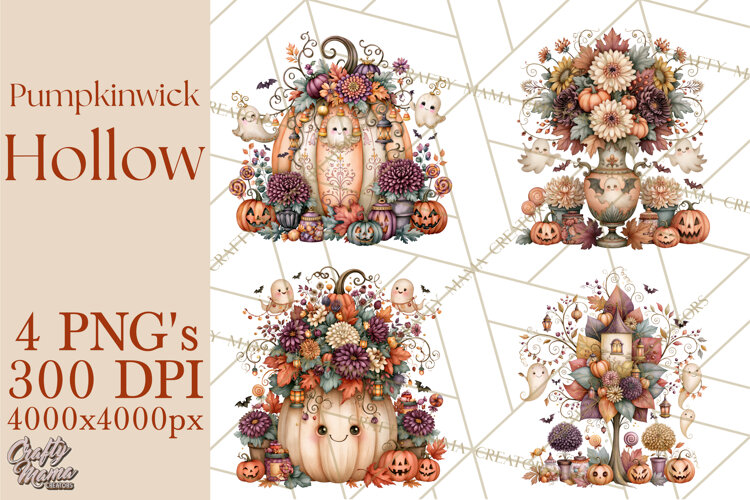 Whimsical Halloween Town Clipart PNG example image 1