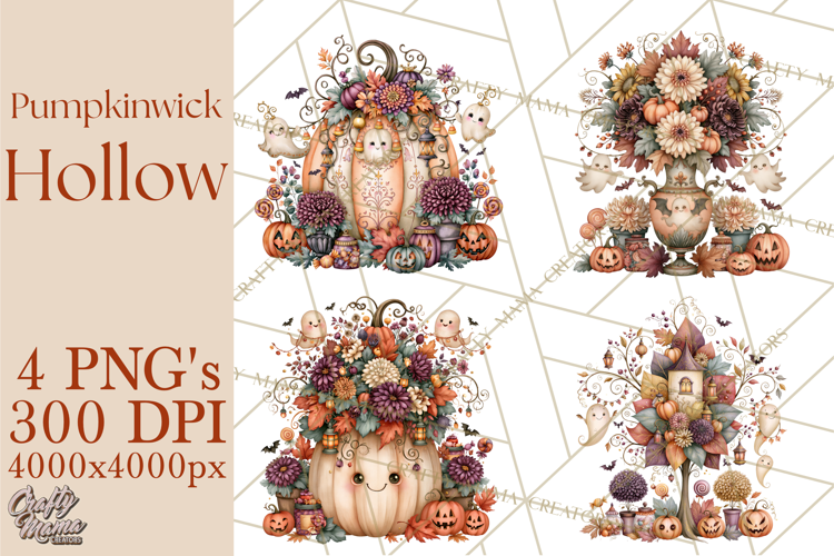 Whimsical Halloween Town Clipart PNG