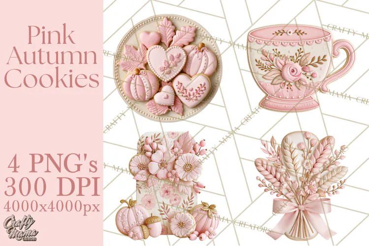 Pink Autumn Cookies Clipart PNG