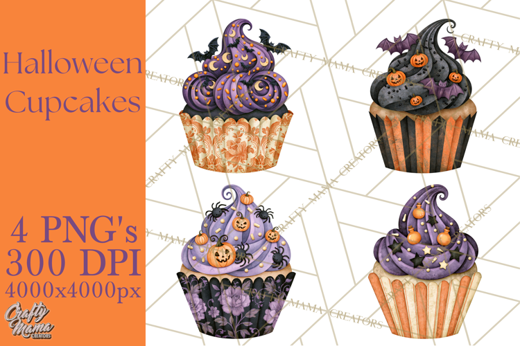 Halloween Cupcake Clipart PNG, Halloween Sweet Treats