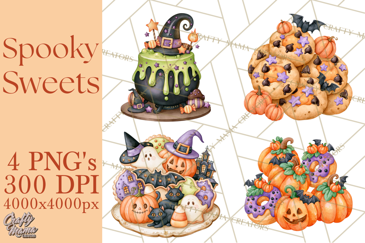 Spooky Halloween Desserts Clipart PNG