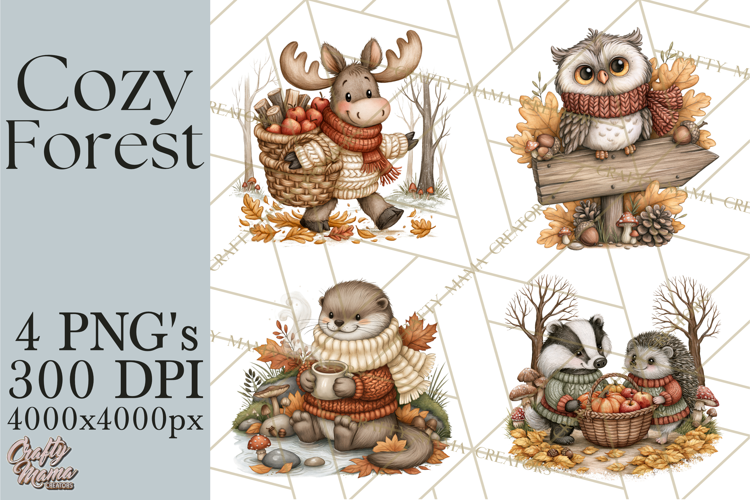 Sweater Weather Woodland Animals PNG