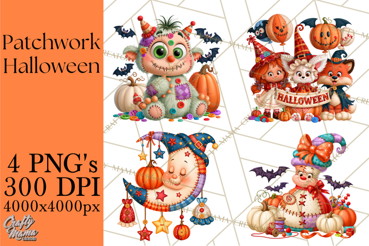 Patchwork Halloween Clipart PNG