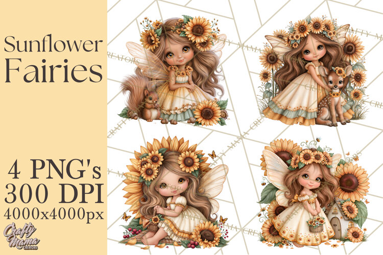 Sunflower Fairy World PNG, Fall Fairies example image 1