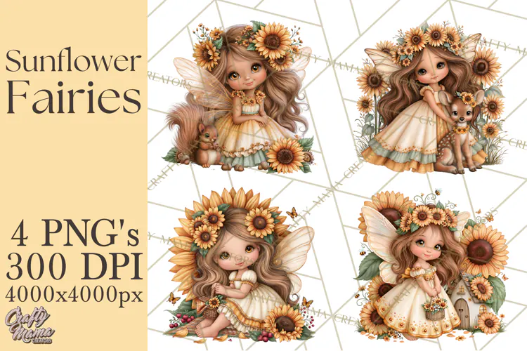 Sunflower Fairy World PNG, Fall Fairies