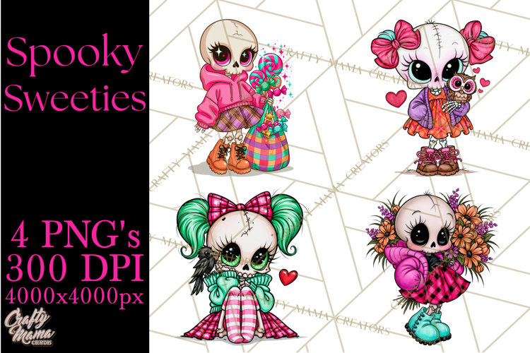 Cute Halloween Skeleton Clipart PNG, Creepy Cute Fall Decor