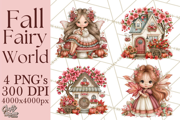 Enchanted Autumn Fairy World PNG, Fall Fairies example image 1