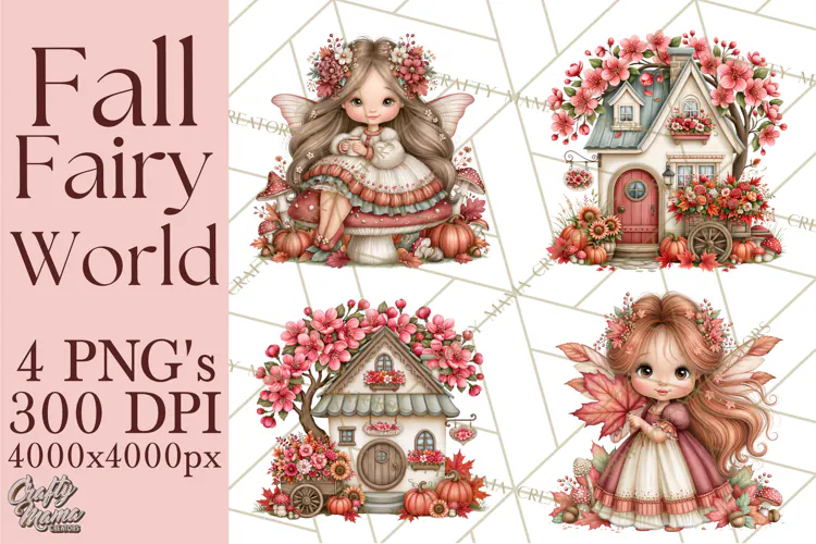 Enchanted Autumn Fairy World PNG, Fall Fairies
