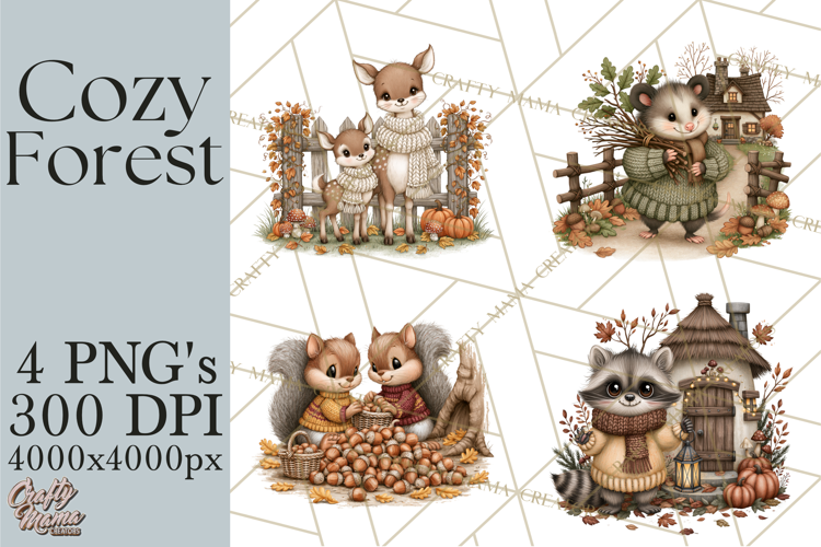 Sweater Weather Woodland Animals PNG