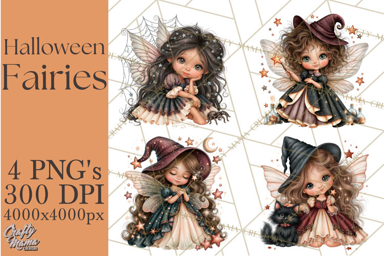 Midnight Halloween Fairy World PNG, Fall Fairies example image 1