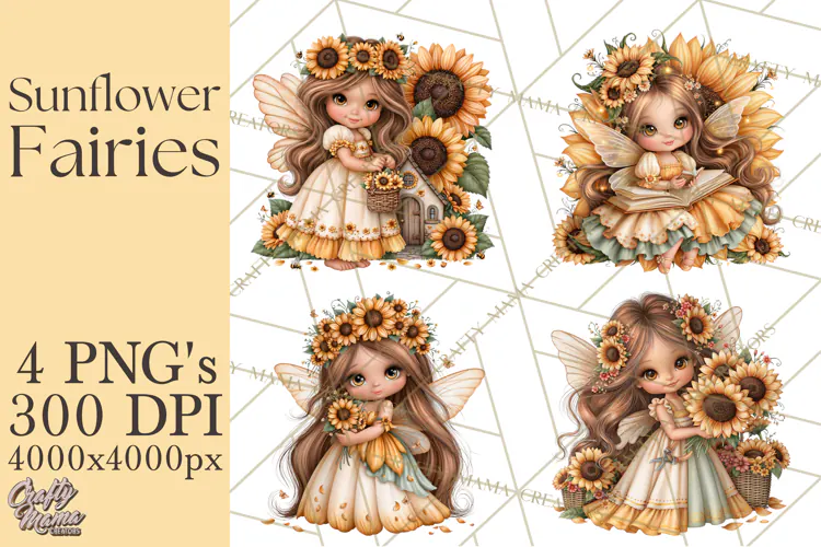 Sunflower Fairy World PNG, Fall Fairies