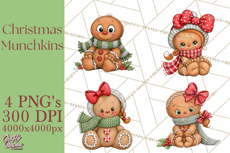 Christmas Munchkins Cute Holiday Clipart PNG