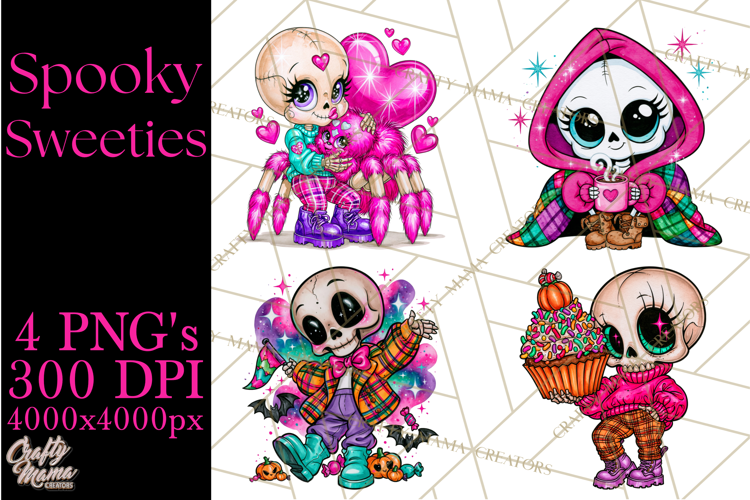 Cute Halloween Skeleton Clipart PNG, Creepy Cute Fall Decor