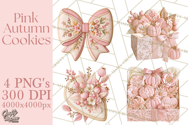 Pink Autumn Cookies Clipart PNG example image 1
