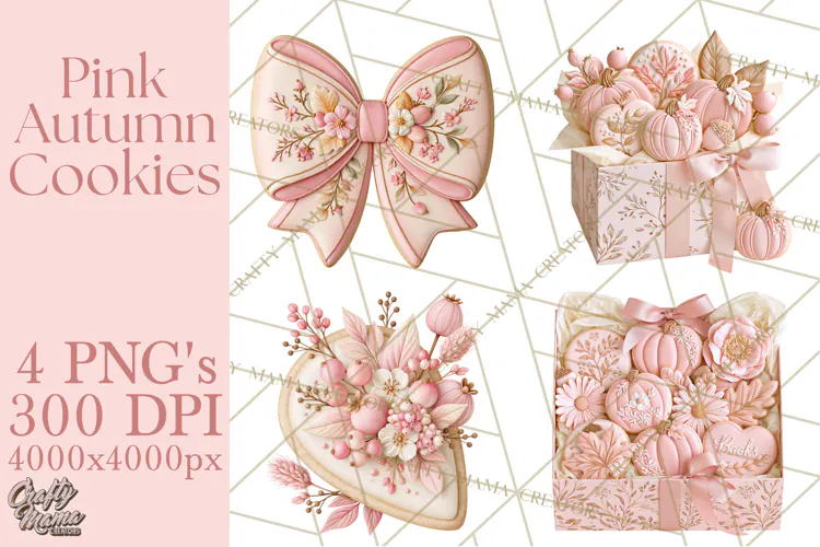 Pink Autumn Cookies Clipart PNG