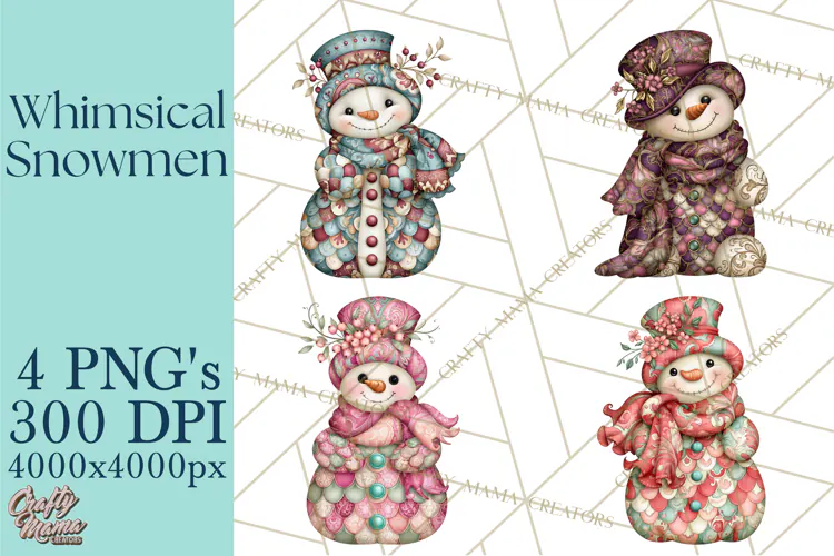 Whimsical Christmas Snowman Clipart PNG
