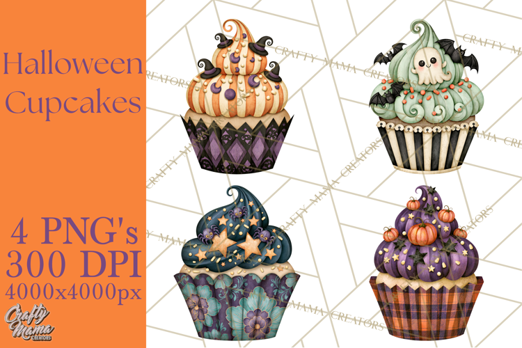 Halloween Cupcake Clipart PNG, Halloween Sweet Treats