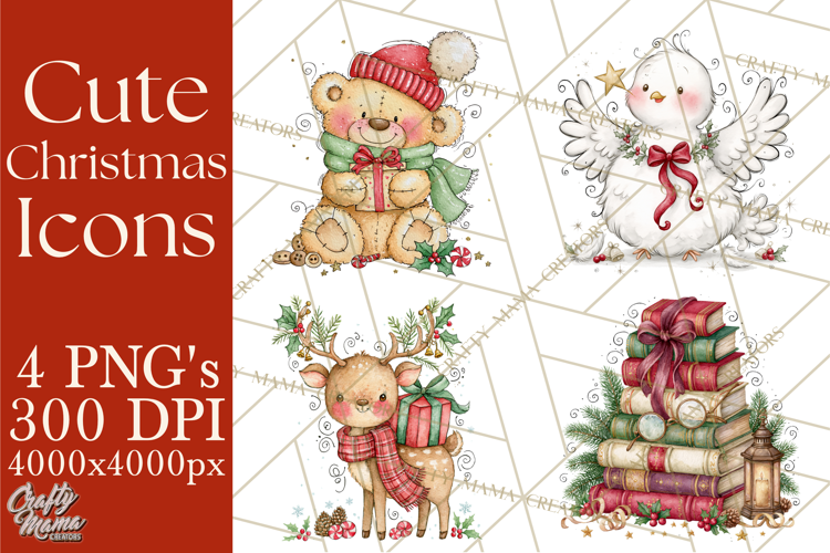 Christmas Characters Watercolor PNG Clipart
