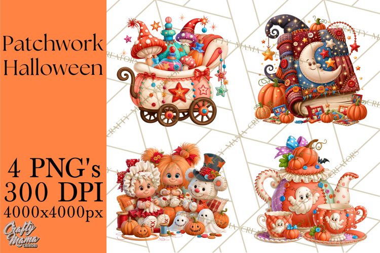 Patchwork Halloween Clipart PNG