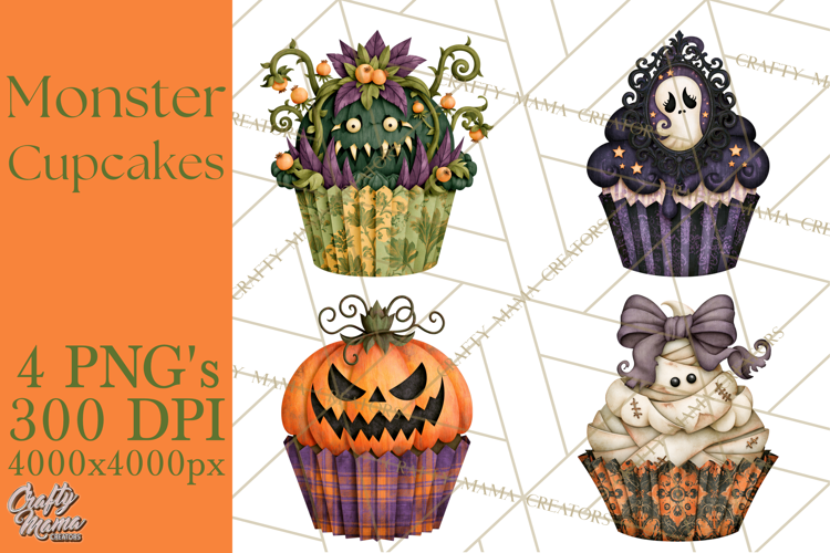 Halloween Monster Cupcake Clipart Png, Halloween Sweets