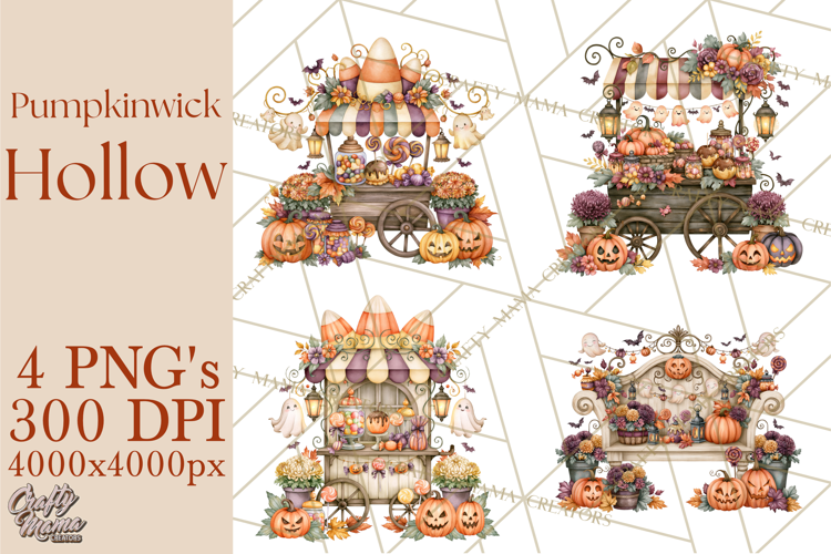 Whimsical Halloween Town Clipart PNG