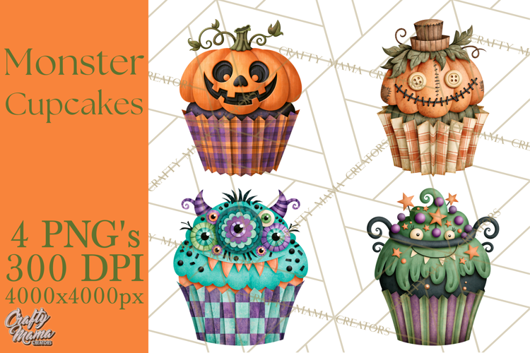 Halloween Monster Cupcake Clipart Png, Halloween Sweets