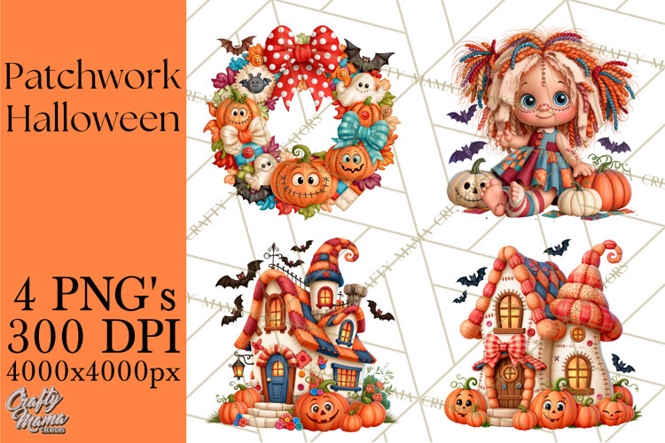 Patchwork Halloween Clipart PNG example image 1