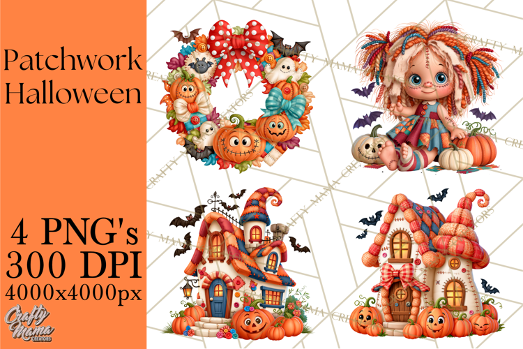 Patchwork Halloween Clipart PNG