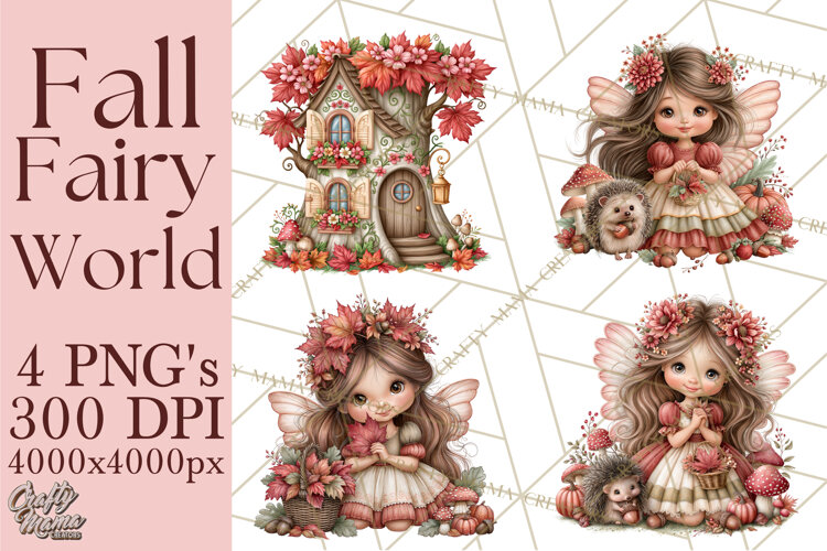 Enchanted Autumn Fairy World PNG, Fall Fairies example image 1