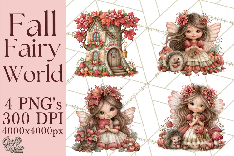 Enchanted Autumn Fairy World PNG, Fall Fairies