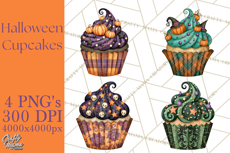 Halloween Cupcake Clipart PNG, Halloween Sweet Treats