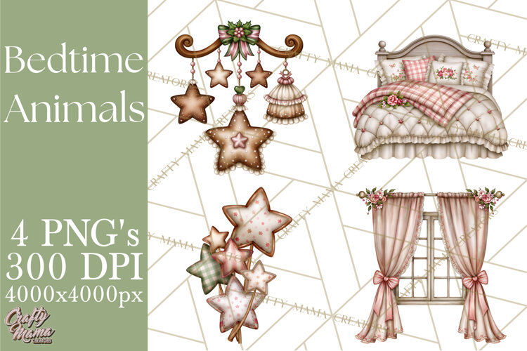 Winter Bedtime Animals Printable Clipart PNG example image 1