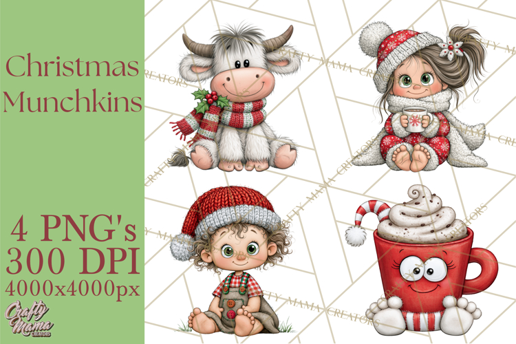 Christmas Munchkins Cute Holiday Clipart PNG