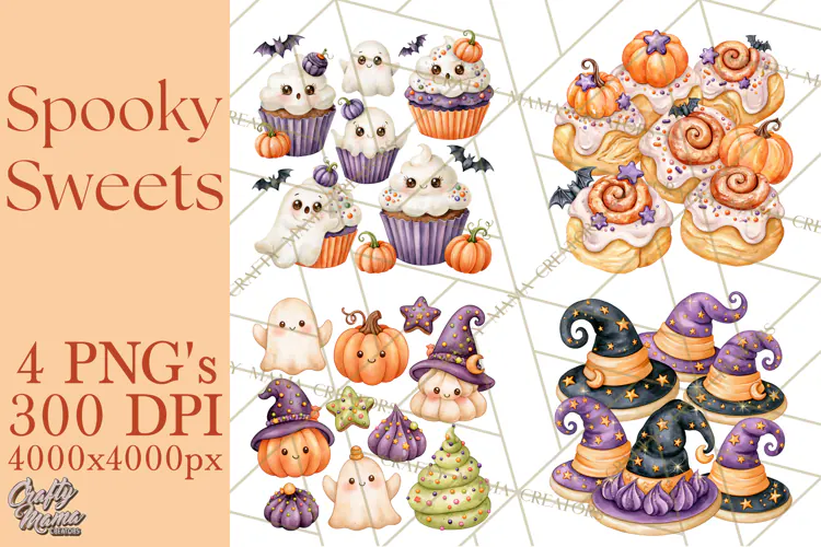 Spooky Halloween Desserts Clipart PNG