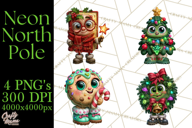 Neon North Pole PNG Christmas Clipart example image 1