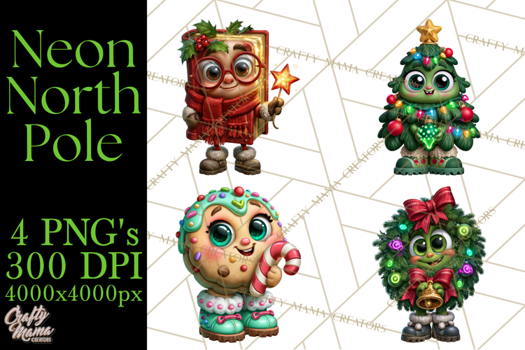 Neon North Pole PNG Christmas Clipart