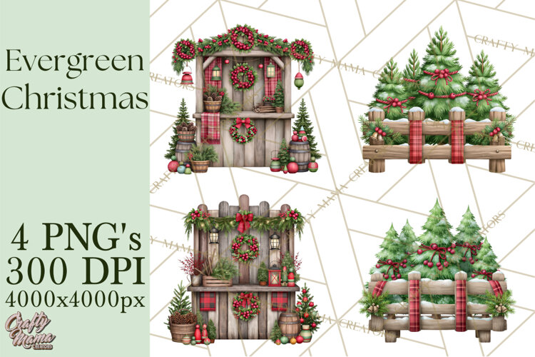 Christmas Tree Farm PNG Clipart, Santa & Elf Characters example image 1