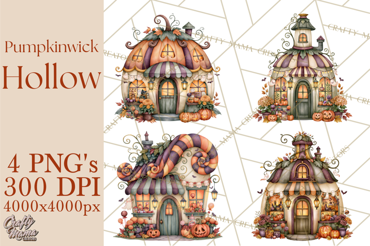Whimsical Halloween Town Clipart PNG