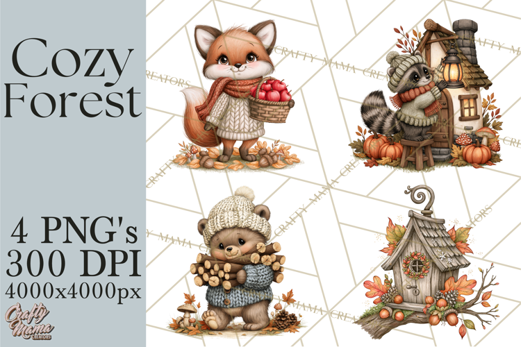Sweater Weather Woodland Animals PNG