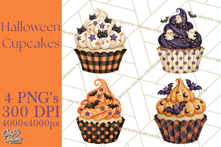 Halloween Cupcake Clipart PNG, Halloween Sweet Treats