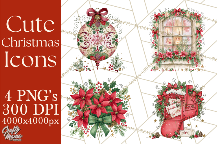 Christmas Characters Watercolor PNG Clipart