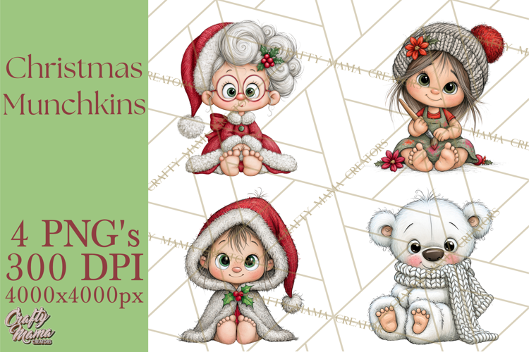 Christmas Munchkins Cute Holiday Clipart PNG