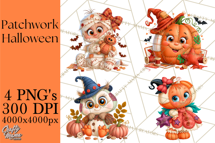 Patchwork Halloween Clipart PNG
