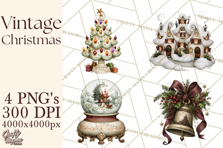 Vintage Christmas Clipart PNG, Christmas Retro Characters